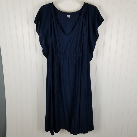 Old Navy Maternity V Neck Sleeveless Dress Size XXL Navy Blue Flutter Sleeves - Picture 3 of 14